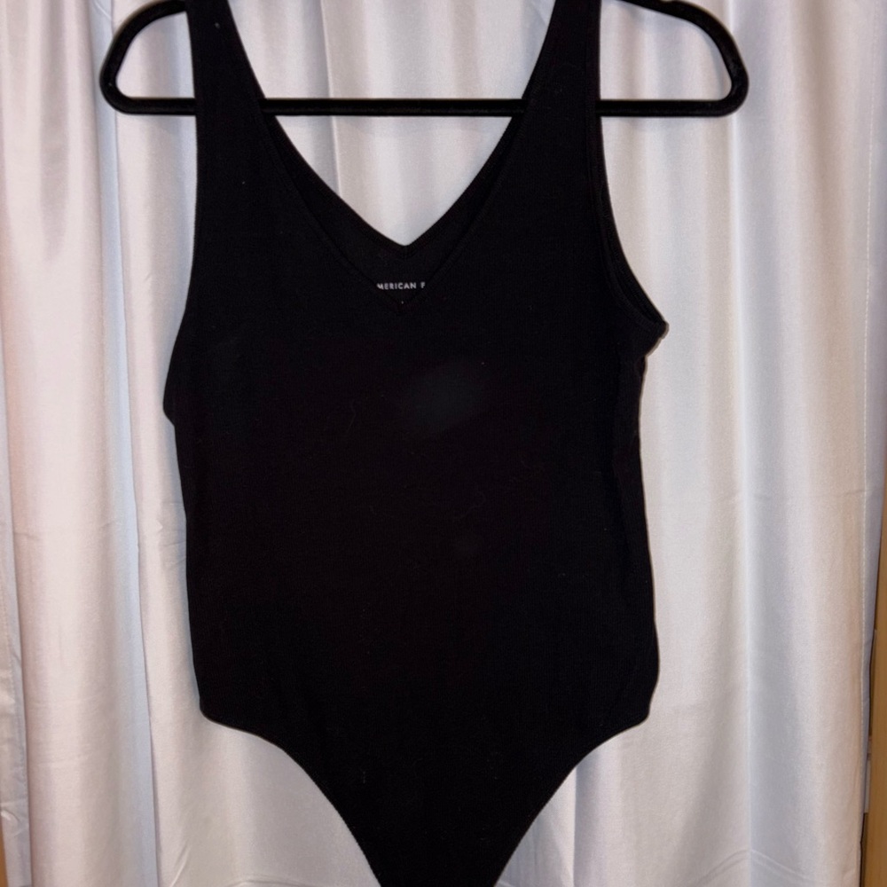 American Eagle Outfitters Charcoal V-Neck bodysuit